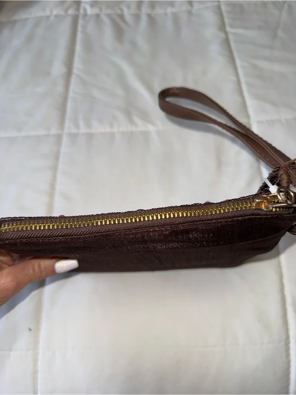 NWOT- sincerely Jules beaded wristlet clutch  Brown turquoise BoHo  SW 7 x 8”